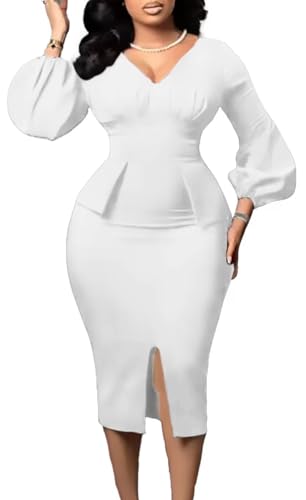 Elegant Dresses for Women Sexy Church Pencil Vintage Peplum Dress Wear to Work