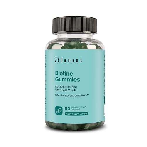 Biotine Gummies voor Haar, Huid en Nagels - Zonder Toegevoegde Suikers of Zoetstoffen - met Selenium, Zink en de Vitamines A, C, E & B-complex -90 Veganistische Gummies -Smaak van Bosbessen- Zenement