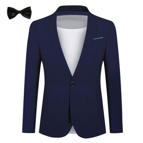 Blazer Homme Veste de Costume avec Cravate Slim Fit Un Bouton d'affaire Blazer Veston Elégant Formel pour Mariage Business Dîner Bleu Marine XL