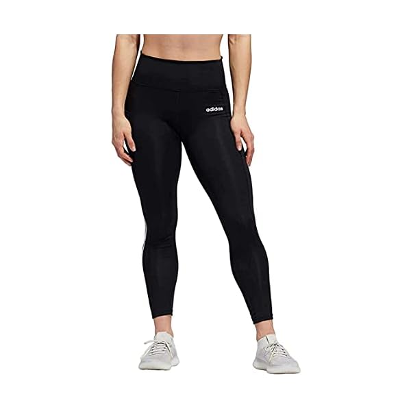 adidas Women's 7/8 3S 3 Stripes Training Tights Black (Black/White, Small)