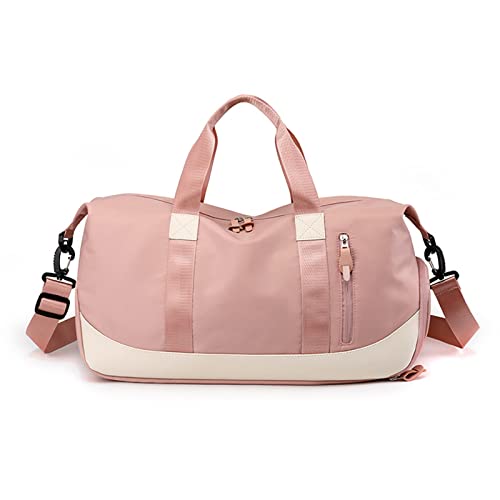 FANDARE Damen Reisetaschen Duffle Bag Nylon Sporttasche Faltbare Sporttasche Weekender Übernachtung Tasche Wasserdicht Handtasche Groß Kapazität Reisetasche für Sport Fitnessstudio Reisen Rosa