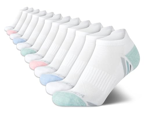 Image of Nautica Womens Low Cut Socks with Tab Mesh Cushioned Ankle Socks, 12 Pack | Breathable Mesh Fabric, Protective Tab, Cushioned Key Areas, Banded Arch Support, Low Cut Ankle, Shoe Size 4-10
