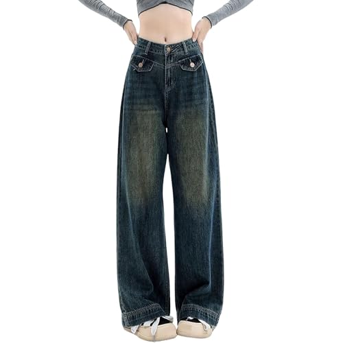 Straight Leg Jeans for Women High Waisted Boyfried Denim Pants Ripped Distressed with Pockets Baggy Jean Trousers2