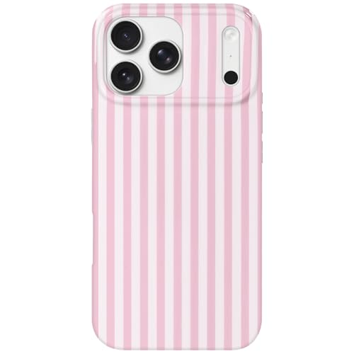 Hython for iPhone 17 Pro Case Cute Striped Aesthetic Design Simple Stripes Cover 6.3", Thin Slim Soft TPU Bumper Shockproof Rubber Protective Phone Cases for Women Girls Girly Boys, Pink and White by Hython - Used condition - US$7.49