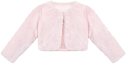 Image of Lilax Girls Cozy Faux Fur Long Sleeve Crew Neck Dress Coat