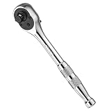 ARES 42002-3/8-Inch Drive 90-Tooth Full Polish Ratchet - Premium Chrome Vanadium Steel Construction & Chrome Plated Finish - Low Profile 90-Tooth Reversible Design with 4 Degree Swing