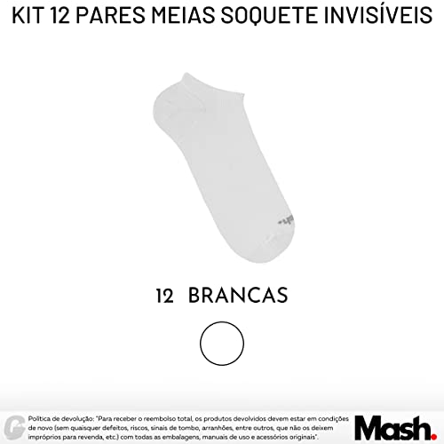 Kit 12 Pares Meias Sapatilha Invisível Active Mash | Brancas | 39 - 44 | 0M0.02BR003944_12P