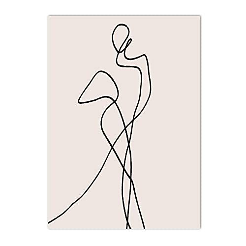 Dessin au trait affiche beige pour harmoniser et décorer le salon