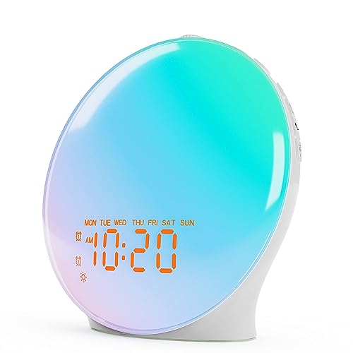 Despertador Luz Amanecer: Reloj Despertador Niños Digital Simulación de Amanecer y Atardece con 8...