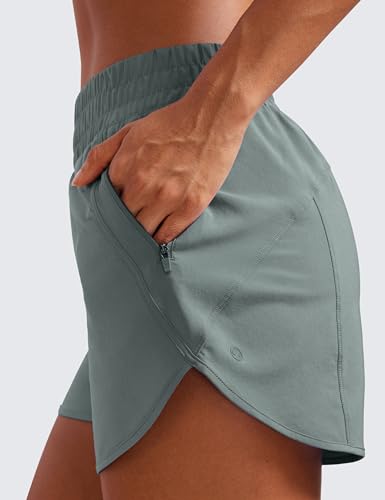 Image of CRZ YOGA Dolphin Athletic Shorts 3 inch | High Waisted, Mesh Liner, Quick Dry, Lightweight, A Zip Pocket, for Women