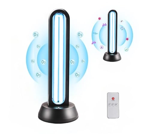 HYLR UVC Lámpara germicida 65W Control remoto Temporizador Lámpara de mesa Esterilizador UV Desinfección Esterilizador Antibacteriano Tasa Antibacteriana 99% Eliminador de Mohos Gripe Polvo Bacteriano