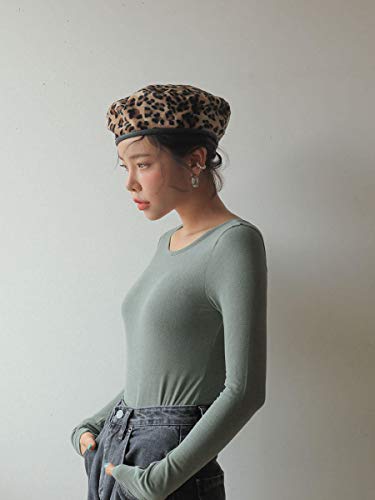 Crizan Women's Fashion Summer Vintage Leopard Print Beret Beanie Cap Hat Girls Lady Black #TOP4
