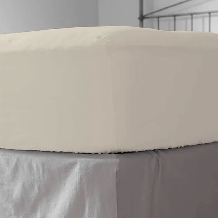 My Home Store Fitted Sheet 100% Egyptian Cotton 300TC Hotel Quality 30 cm Fitted Bedsheets (Cream, Double) - Image 4