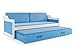 Produktbild Interbeds Funktionsbett Doppelbett David 190x80cm Fabre: Wei mit Lattenroste, Matratzen und Kissen (blau)