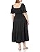 The Drop Women's Anaya Square Neck Cut-out Tiered Maxi Dress, Black, XL