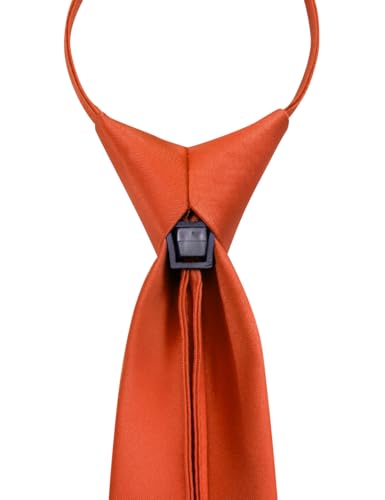 Image of YourTies Zipper Tie for Men Adjustable Pre-tied Satin Neckties and Pocket Square Set Solid Color Business Formal Wedding