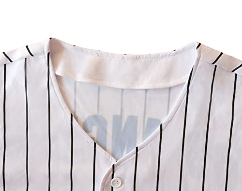 TIFIYA Camiseta Los Angeles 50/42/22 listrada de beisebol LA para mulheres/homens/jovens, T282-branc