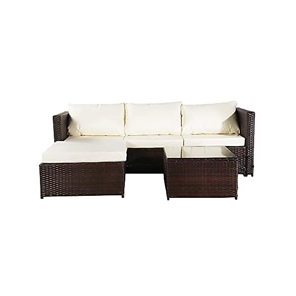 Pumpumly Oshion Three-piece Conjoined Sofa Pedal Coffee Table Brown (Combination of 2 Boxes)