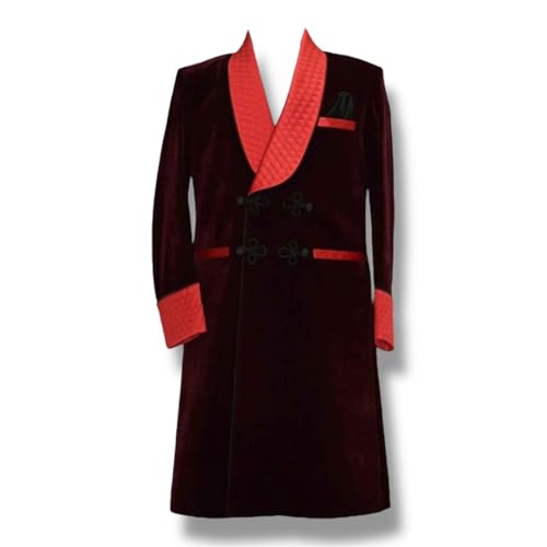 Fashion World SO Men's Smoking Black Qualted Men's Dressing Gown Men Dinner Party Wear Coat Special Evening Coat (US, Alpha, X-Large, Regular, Regular, Black)