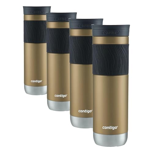 Image of Contigo Byron 2.0 Stainless Steel Travel mug with Snapseal Lid and Grip,24oz,Chardonnay,BPA Free and Leak Proof,(Pack of 4)