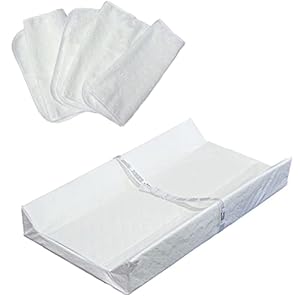 Truwelby Contoured Diaper Changing Pad with 3 Pack Ultra Soft Plush Liners, Baby Changing Pad Cover Waterproof…
