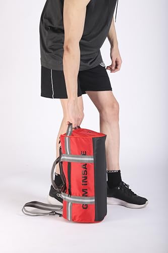 Image of Gym Bag, Duffle Gym Bags for Men, Women, Boys & Girls, Gym Bag for Workout & Travel, Polyester Fitness Bag with Adjustable Shoulder Strap (45x24x24cm, Red)
