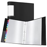 Ring Binder Display Folders, A4 Presentation Ring Binder Folders with 60 Punched Pockets and 10 Colorful PP Divider Pages, Folder File Clear Plastic Sleeves for School and Offices