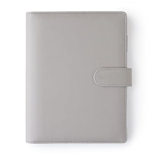 Mal Paper Agenda Cover – Hellgrau A5 Ringbuch – Personalisierter Organizer Planer – 6-Ring-Notizbuch aus PU-Leder – nachfüllbar