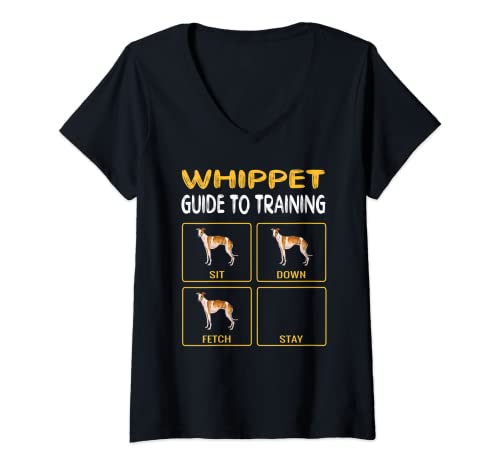 Womens Whippet Guide To Training Dog Obedience V-Neck T-Shirt, Black