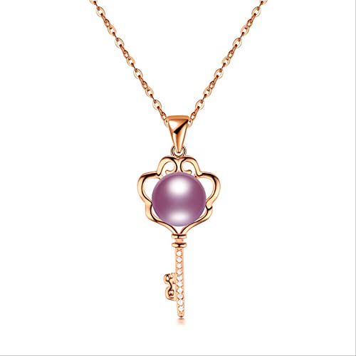 Collier perles d'eau douce véritables et clé rose pour révéler votre éclat intérieur