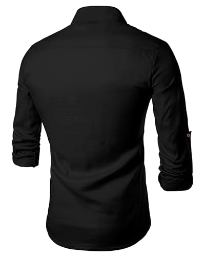 Image of Zombom Men's Cotton Blend Solid Casual Regular Fit Mandarin /Chinese Collor Short Full Sleeve Kurta for Men