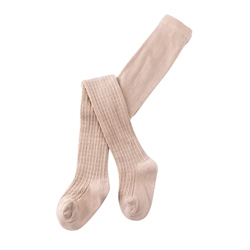 Toddler Kids Baby Girls Cotton Tights Solid Cable Knit Pantyhose Warm Stretchy Leggings Footed (Khaki, 4-6 Years)