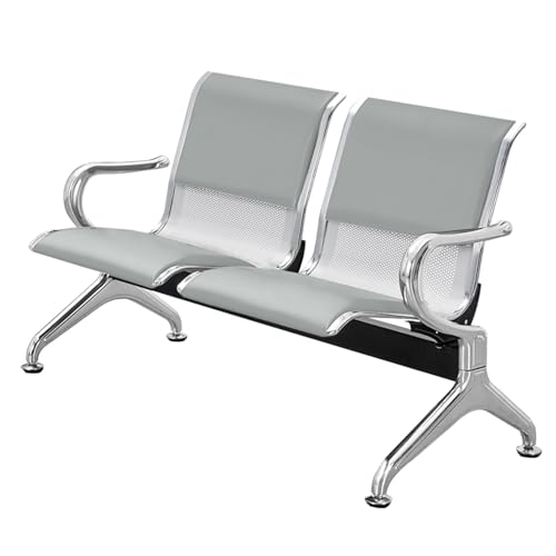 Silla de recepción gris de dos plazas en acero laminado