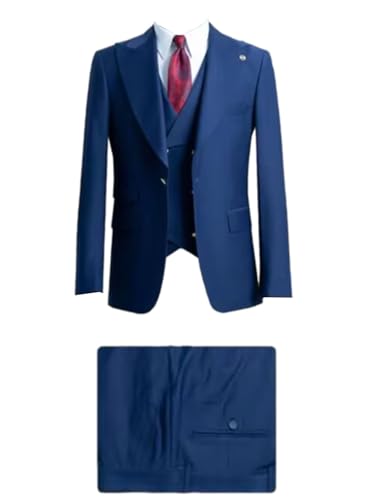 Costume homme 3 pièces à un bouton avec gilet et revers en pointe