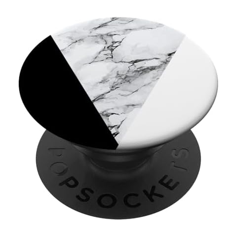 Black White Marbled Chic Geometric Design PopSockets PopGrip: Swappable Grip for Phones & Tablets PopSockets Adhesive PopGrip Cover