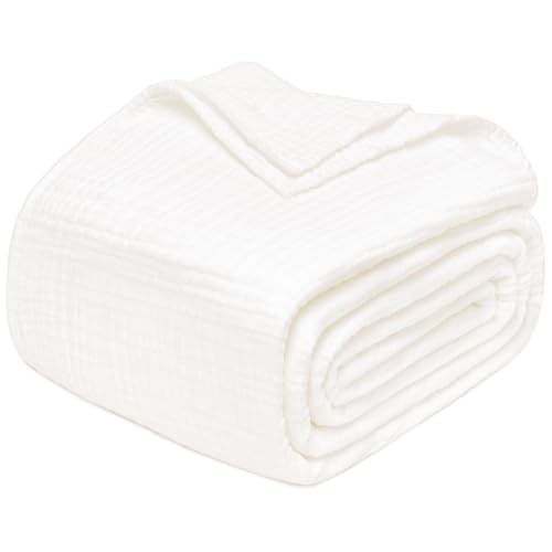 Joydeco 100% Cotton Muslin Throw Blanket for Couch Bed...