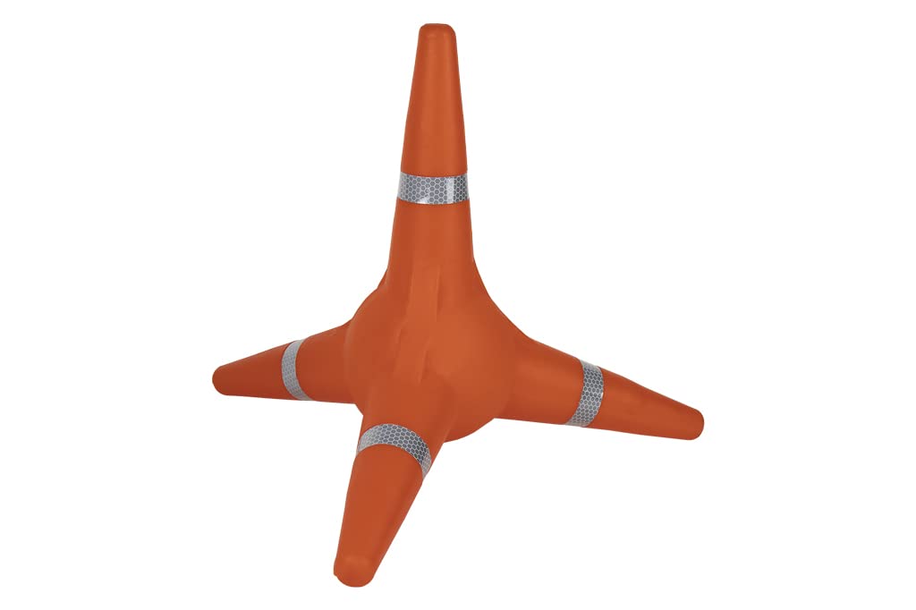 Cono Tetrapodo | Reflectante | Medida 380 mm | Color Naranja |Fabricado en Polietileno con Bandas Reflectantes