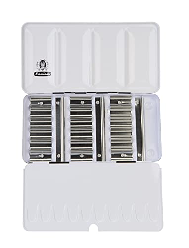 Schmincke – HORADAM AQUARELL Leerkasten für 18 x 5 ml Tuben, 74 918 097, schwarzer Metallkasten mit Mischpalette, zur individuellen Bestückung mit 18 HORADAM Tubenfarben