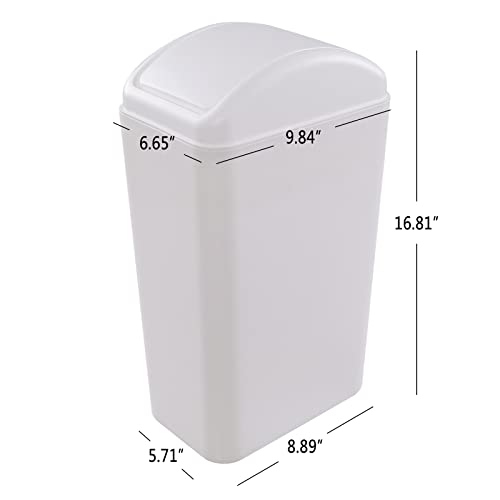 Caneca de basura rectangular con tapa basculante blanca 12 L miniatura 2