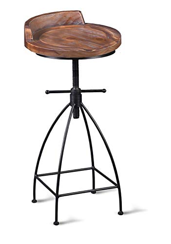 Diwhy Industrial Vintage Rustic Bar Stool,Wooden Top Stool Kitchen Counter Height Adjustable,Iron Stoo,Swivel Stool,24 Inch,Low Backrest,Hump Surface,Fully Welded Set Of 2 (Brown Wooden Top) #TOP3