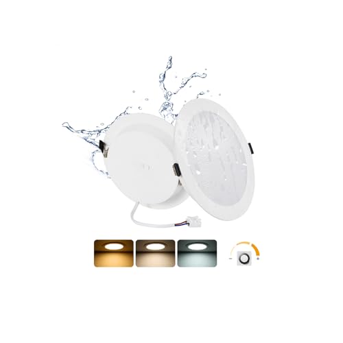 Grebeam Downlight LED Techo Empotrable Regulable 16W (150W) Slim Ø170*25mm, Panel Redondo, Placa Extraplana 1400 lúmenes, Corte techo Ø145 160mm, Luz Seleccionable 3000K 4000K 6000K (3CCT),2 unidad