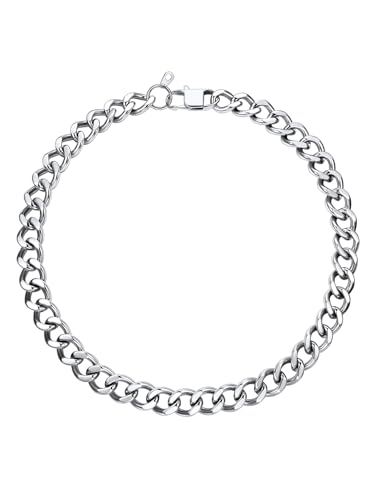 U7 Chunky Cuban Link Chain for Women Thick Silver Chain Necklace for Women 12mm Trendy Punk Hip Hop Stainless Steel Cuban Chain 20inch Length