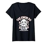 Photo Gallery donna taekwondo panda divertente coreano tkd maglietta con collo a v Photo Gallery donna taekwondo panda divertente coreano tkd maglietta con collo a v