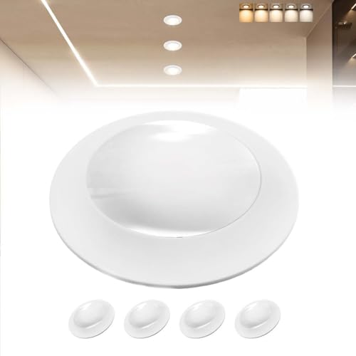 AHIMORI 6 Inch Led Recessed Light Ultra-Thin Design 1.0" Dimmable Retrofit Disk Lights Ceiling 15w =120w 1200lm 5cct Selectable Fit 5"/6" Recessed Tp24 Can and Junction Box 4 Pack