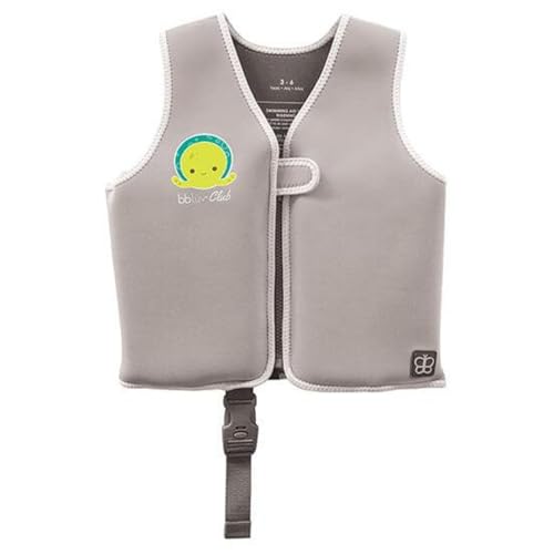 bblüv - Näj - Veste de Natation Évolutive en Néoprène avec Flotteurs pour Enfants, Gris, (3-6 Ans)