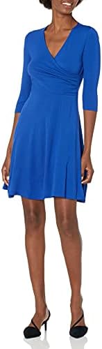 Lark & Ro Girls’s Three Quarter Sleeve Fake Wrap Match and Flare Gown