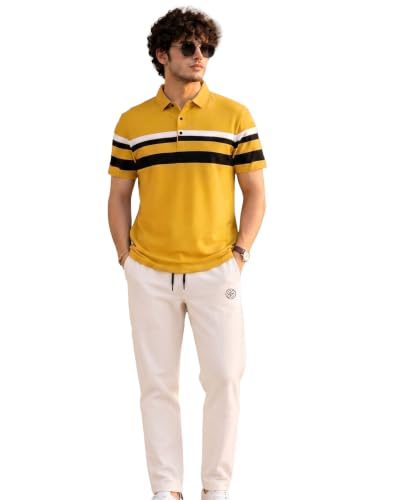 Image of AUSK Men's Polo Neck Cotton Blend Co-Ord Set | Regular Fit Half Sleeve T-Shirt with Matching Track Pant | Modern Casual Wear Co Ord Set for Men