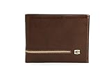 GIUDI ® Geldbörse Herren Leder Mittel-Groß Echtleder Rindsleder Vintage Münzfach Querformat Geldbeutel Portemonnaie (Braun)