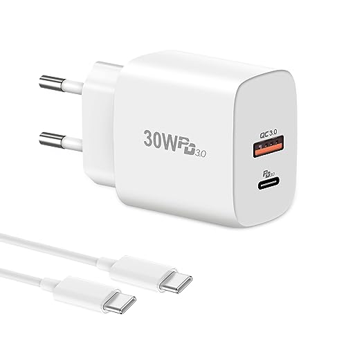 Chargeur USB C 30W/25W,Cshare USB C PD 3.0 PPS Rapide Chargeur Adaptateu Compatible avec iPhone 13 Pro Max 12 Pro XR X Samsung Galaxy S22 S21 Note20 Ultra Google Pixel 6 Pro,2 ports et 2 M USB-C Câble