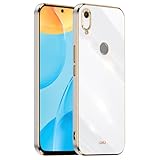 EASSGU [Telaio Elettrolitico Custodia per HUAWEI Y6 2019 / Y6 Pro 2019 / HONOR 8A / Y6S 2019 (6.09" Inches) Cover Protettiva in Morbido Silicone TPU - Bianco